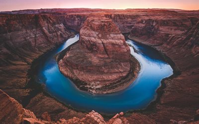 rio, colorado, eua, arizona, canyon, ferradura