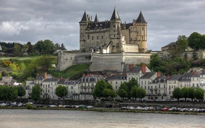 punti di riferimento in francia, il castello di saumur, la fortezza, francia, castelli della loira fiume