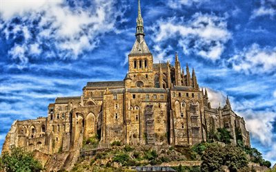 mont-saint-michel, slott, normandie, frankrike, landmärken i frankrike