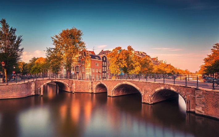 amsterdam, köprü, Hollanda