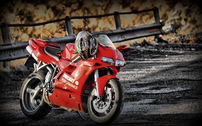 ducati 748, sport bikes, red motorcycle