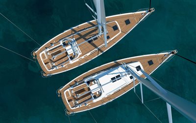 sea, yachts, yacht from above, sailboats