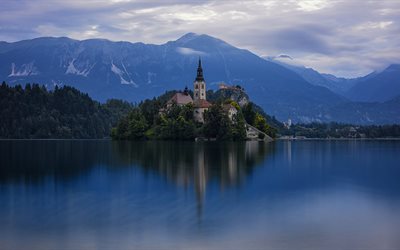 झील bled, स्लोवेनिया, जूलियन आल्प्स