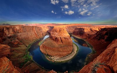 the grand canyon, the colorado river, turn the river, the sky, evening, canyon