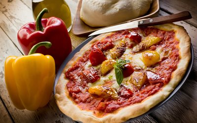 italian pizza, pizza, pepper, fast food