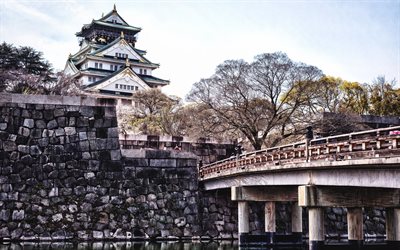 japão, arquitetura oriental, osaka, castelo de osaka