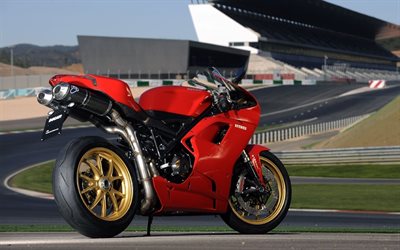 motocicleta roja, ducati 1198, lowe's motor speedway