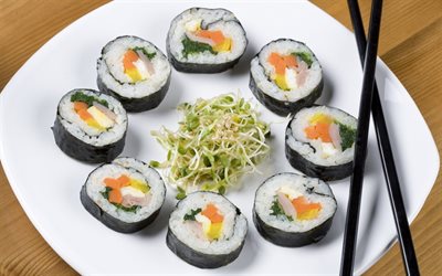 sushi, rolls, japanese cuisine