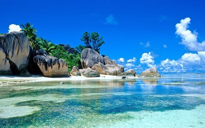 seychellerna, paradiset, blått, indiska oceanen