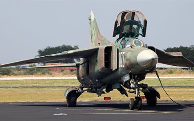 the mig-23, fighter, the airfield
