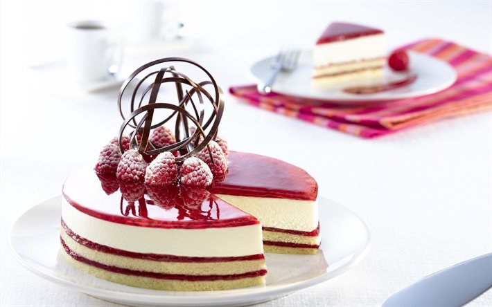 fotoğraf, kek, tatlı, pasta, ahududulu cheesecake, ahududulu