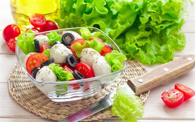 la comida sana, el vegetarianismo, la ensalada griega, comer bien