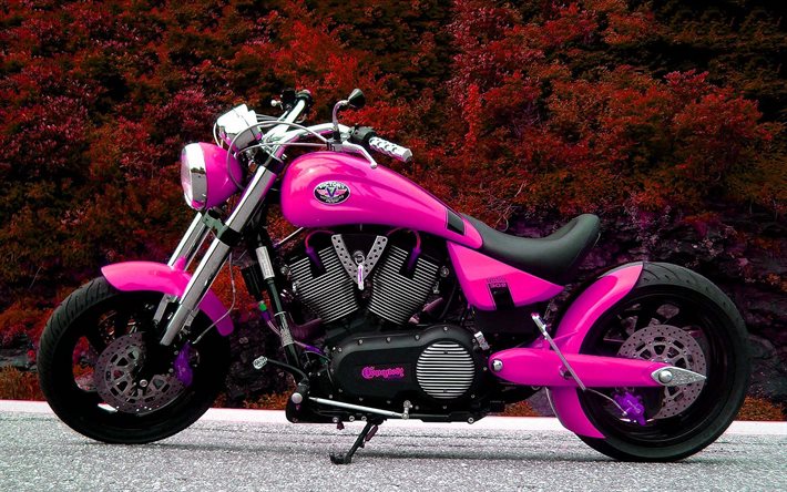 victory, 2015, motorcycles, pink motorcycle