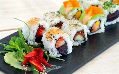 göra sushi, frallor, foto, sushi, japansk mat