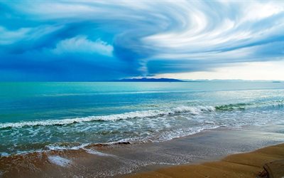 las nubes de tormenta, frente de tormenta, la playa, la de la foto