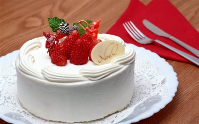 cake, strawberry, sweets, cream, yummy