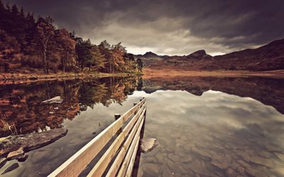 mirror, calm, the lake, cloudy weather