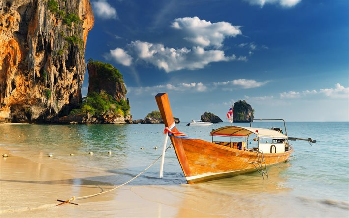 thailand, båt, havet, resten