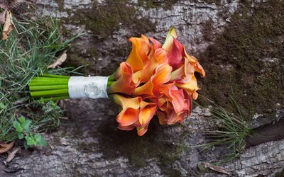 wedding bouquet, calla lilies