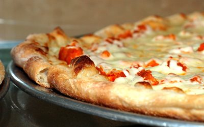 italiensk pizza, foto av pizza, snabbmat