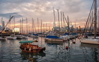 हांगकांग, खाड़ी, नावों, sailboats