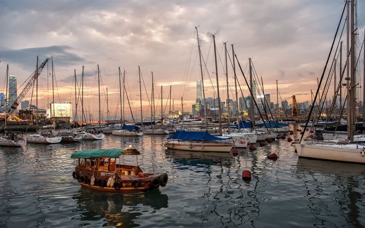 هونغ كونغ, خليج, القوارب, المراكب الشراعية