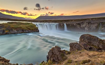 美しい滝, 写真の滝, ロック, アイスランド, 滝