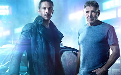 Blade Runner 2049, 4k, 2017 película, Ryan Gosling, Harrison Ford