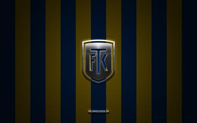 logo fk teplice, team di calcio ceco, prima lega ceca, background di carbonio blu giallo, emblema teplice fk, calcio, teplice fk, repubblica ceca, teplice fc, liga casuale