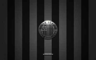 logo di ceske budejovice, team di calcio ceco, prima lega ceca, background di carbonio bianco nero, emblema di ceske budejovice, calcio, ceske budejovice, repubblica ceca, fc ceske budejovice, liga casuale