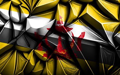 Flag of Brunei, 4k, 3d creative texture, Brunei 3d flag, Asia, Brunei flag, 3d art, Brunei, flag of Asian countries