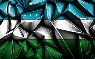 Flag of Uzbekistan, 4k, 3d creative texture, Uzbekistan 3d flag, Asia, Uzbekistan flag, 3d art, Uzbekistan, flag of Asian countries