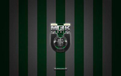 mfk karvina logo, tjeckiska fotbollslag, tjeckiska första ligan, grön vit kolbakgrund, mfk karvina emblem, fotboll, mfk karvina, tjeckien, fc karvina, chans liga