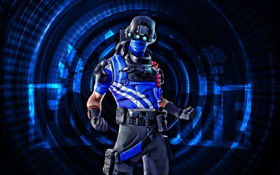 carbon commando fortnite, 4k, blauer spiralhintergrund, fortnite, kreativ, kohlenstoffkommandohaut, fortnite carbon commando skin, kohlenstoffkommando, fortnite  charaktere