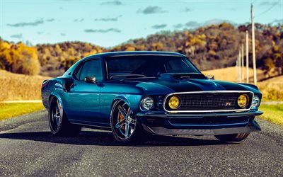 Ringbrothers Ford Mustang Patriarc, 4k, retro cars, 1969 cars, tuning, muscle cars, 1969 Ford Mustang, HDR, american cars, Ford