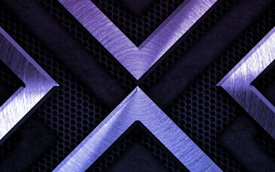 紫色の金属の背景, 4k, グランジアート, メタルグリッド, クリエイティブ, バイオレットメタル, アートワーク, 金属の質感