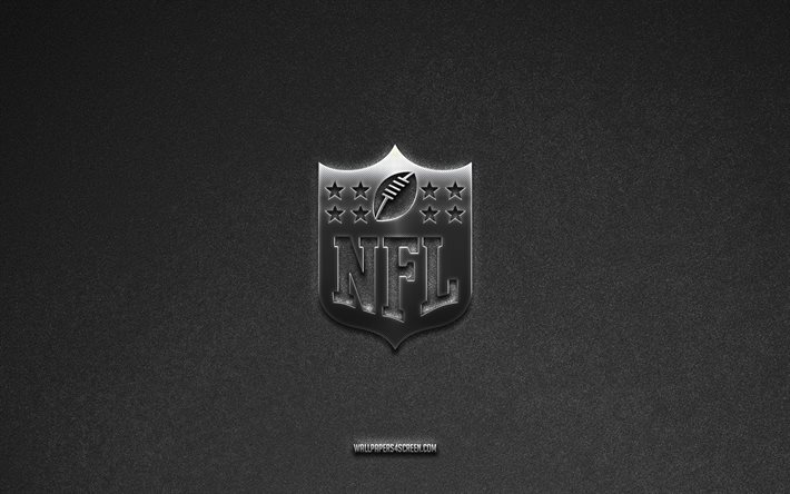 nflのロゴ, ブランド, 灰色の石の背景, nflのエンブレム, 人気のロゴ, nfl, メタルサイン, nfl メタルロゴ, 石のテクスチャ, ナショナル フットボール リーグ