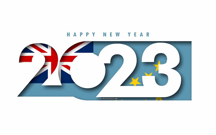 yeni yılınız kutlu olsun 2023 tuvalu, beyaz arkaplan, tuvalu, minimal sanat, 2023 tuvalu konseptleri, tuvalu 2023, 2023 tuvalu arka planı, 2023 yeni yılınız kutlu olsun
