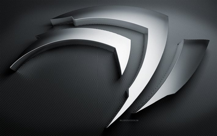 nvidia gümüş logosu, yaratıcı, nvidia 3d logosu, gümüş metal arka plan, markalar, sanat eseri, nvidia metal logosu, nvidia