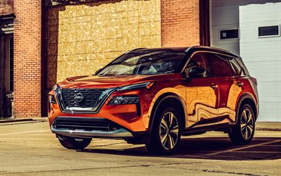2023, Nissan Rogue, 4k, front view, exterior, orange Nissan Rogue, crossover, japanese cars, Nissan