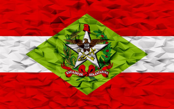 flagge von santa catarina, 4k, bundesstaaten brasiliens, 3d polygonhintergrund, santa catarina flagge, 3d polygon textur, tag von santa catarina, 3d santa catarina flagge, brasilianische nationalsymbole, 3d kunst, santa catarina, brasilien