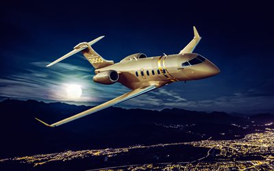 ボンバルディア チャレンジャー 300, 4k, 民間航空, プライベート飛行機, ビジネスジェット, 旅客機, hdr, ボンバルディア