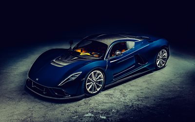 2023, Hennessey Venom F5, 4k, top view, exterior, front view, blue Hennessey Venom F5, supercars, luxury sports cars, Hennessey