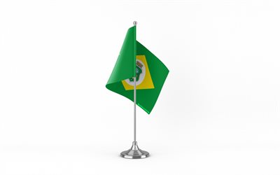 4k, drapeau de la table ceara, fond blanc, drapeau de ceara, drapeau de table de ceara, drapeau ceara sur le bâton métallique, states brésiliens drapeaux, ceara, brésil, drapeau de l'état de ceara