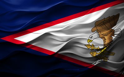 4k, bandera de la samoa americana, países de oceanía, bandera 3d american samoa, oceanía, bandera de samoa americana, textura 3d, día de samoa americana, símbolos nacionales, arte 3d, samoa americana