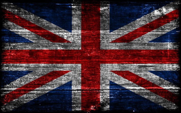 drapeau en bois du royaume uni, 4k, drapeaux grunge en bois, pays européens, drapeau britannique, drapeau du royaume uni, jour du royaume uni, europe, drapeau rentré, royaume uni, union jack