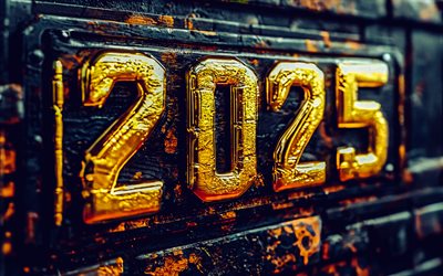 feliz año nuevo 2025, cartas doradas, 2025 fondo de metal, 2025 fondo de oro, 2025 conceptos, 2025 feliz año nuevo, tarjeta de felicitación de 2025