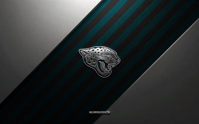 Jacksonville Jaguars logo, 4k, steel background, American football club, blue black lines, Jacksonville Jaguars emblem, NFL, American football, Jacksonville Jaguars, USA, Jacksonville Jaguars metal logo