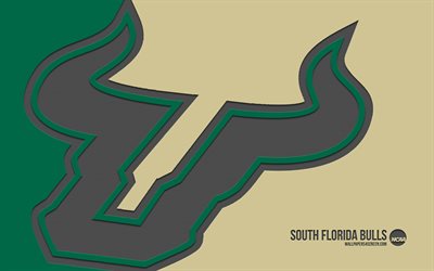 logo des bulls de floride du sud, 4k, fond vert, art du carbone, ncaa, emblème des bulls de floride du sud, équipe de football américain, usa, taureaux du sud de la floride, football américain