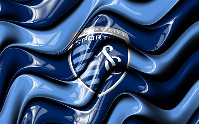 Sporting Kansas City 3D logo, 4k, blue 3D waves, MLS, football, Sporting Kansas City flag, creative, Sporting Kansas City logo, american soccer club, Sporting Kansas City, soccer, Sporting Kansas City FC